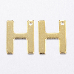Letter H 304 прелести нержавеющей стали, letter.h, реальный 18 k позолоченный, 11x9x0.8 мм, отверстие : 1 мм