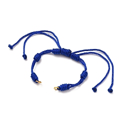 Blue Adjustable Braided Nylon Cord Bracelet Making, with 304 Stainless Steel Open Jump Rings, Blue, Single Chain Length: about 6 inch(15cm)