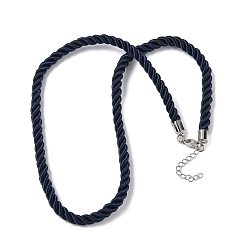 Прусский Синий 5мм нейлоновый витой шнур для изготовления ожерелий, с латунными выводами и 304 застежками из лобстера из нержавеющей стали, долговечный, стойки покрытие, платина, берлинская лазурь, 17.72~18.90 дюйм (45~48 см)