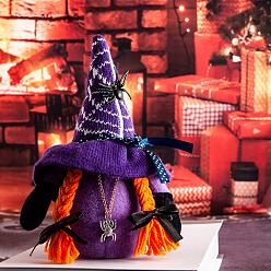 Purple Cloth with Cotton Gnome with Spider Ornament, for Halloween Home Party Decoration, Purple, 110x80x210mm