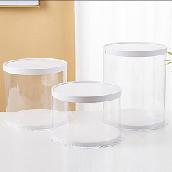 White Clear Plastic Tall Cake Boxes, Bakery Cake Box Container, Column with Lids Suitable for 8 Inch 3 Tier Cake, White, 260x310mm
