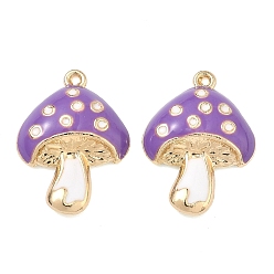 Фиолетовый Подвески из эмали и сплава, грибные прелести, стойки покрытие, без кадмия, без никеля и без свинца, золотые, фиолетовые, 21.5x15.5x4 мм, отверстие : 1 мм