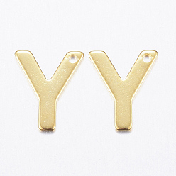 Letter Y 304 прелести нержавеющей стали, letter.y, реальный 18 k позолоченный, 11x9x0.8 мм, отверстие : 1 мм
