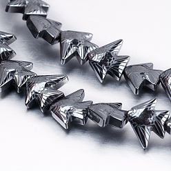 Non-magnetic Hematite Non-magnetic Synthetic Hematite Beads Strands, Fish, 6.5x8x3mm, Hole: 1mm, about 71pcs/strand, 16.9 inch(43cm)