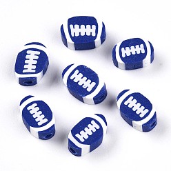 Синий Бусины из полимерной глины , регби, синие, 10.5x6.5x4.5 мм, отверстие : 1.4 мм