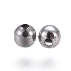 Stainless Steel Color 304 Stainless Steel Spacer Beads, Round, Stainless Steel Color, 3mm, Hole: 1.5mm