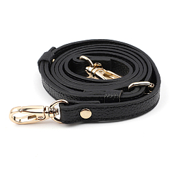 Black Leather Adjustable Bag Strap, with Swivel Clasps, for Bag Replacement Accessories, Black, 100~125x1.2x0.3cm