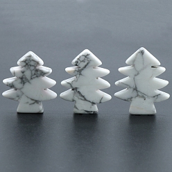 Howlite Natural Howlite Home Diaplay Decorations, Christmas Tree, 40~42x32~35x5~8mm