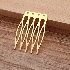 Golden Iron Hair Comb Findings, with Loops, Golden, 40x27x0.8mm