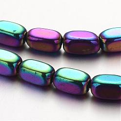 Multi-color Plated Electroplate Non-magnetic Synthetic Hematite Bead Strands, Cuboid, Multi-color Plated, 4x3x3mm, Hole: 1mm, about 90pcs/strand, 15.7 inch