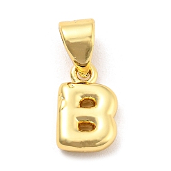 Letter B Brass Charms, Real 18K Gold Plated, Long-Lasting Plated, Lead Free & Cadmium Free, Letter Charm, Letter B, 10x6x2.5mm, Hole: 5x3.5mm