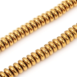 Golden Plated Vacuum Plating Non-magnetic Synthetic Hematite Beads Strands, Flat Round/Disc, Golden Plated, 6x2.5mm, Hole: 1mm, about 159pcs/Strand, 16.34 inch(41.5cm)