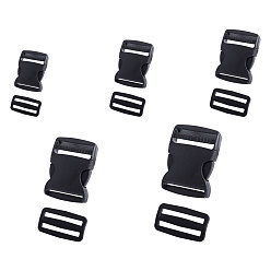 Black Plastic Adjustable Quick Side Release Buckles & Buckle Clasps, for Luggage Straps Backpack Repairing, Rectangle, Black, 23x27.5x4mm, Hole: 4x21mm, 80pcs/set