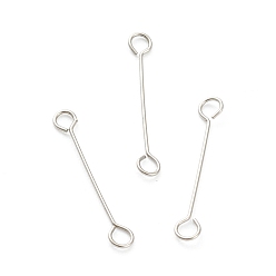Stainless Steel Color 316 Surgical Stainless Steel Eye Pins, Double Sided Eye Pins, Stainless Steel Color, 15x2.5x0.4mm, Hole: 1.5mm