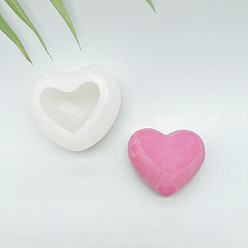 White Heart DIY Candle Silicone Molds, for Valentine's Day, Resin Casting Molds, For UV Resin, Epoxy Resin Jewelry Making, White, 6.8x7.2x3.5cm