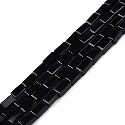 Black Opaque Solid Color Glass Beads Strands, Rectangle, Black, 4~5x2~3x2~3mm, Hole: 0.9mm, about 93~103pcs/strand, 17.32 inch~19.09 inch(44~48.5cm)