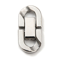 Stainless Steel Color 304 Stainless Steel Fold Over Clasps, Stainless Steel Color, 23x11x3mm, Hole: 4x5mm