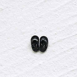 Black Miniature Resin Slipper Display Decorations, for Dollhouse, Black, 13x7x5mm