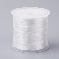 White Japanese Flat Elastic Crystal String, Elastic Beading Thread, for Stretch Bracelet Making, White, 0.5mm, about 328.08 yards(300m)/roll