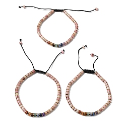 Родонит Регулируемые браслеты из натуральных бусин родонита и немагнитного гематита, унисекс., внутренний диаметр: 2.09~3.19 дюйм (5.3~8.1 см)