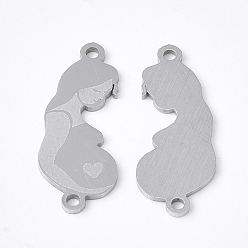 Stainless Steel Color 201 Stainless Steel Links connectors, Laser Cut Links, for Mother's Day, Pregnant Woman, Stainless Steel Color, 23x9x1mm, Hole: 1.4mm