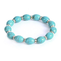 Синтетическая Бирюза Винтажные овальные браслеты из синтетической бирюзы для женщин