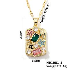 Золотой Латунные геометрические разноцветные прямоугольные подвески из кубического циркония, золотые, 15.75 дюйм (40 см)