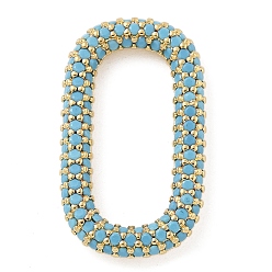 Светло-Голубой Стойка покрытие латунь микропаве кубический цирконий овальные соединительные кольца, долговечный, без свинца и без кадмия, реальный 18 k позолоченный, Небесно-голубой, 25x14.5x3 мм, внутренний диаметр: 19x8.5 мм