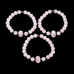 Розовый Кварц Эластичный браслет из бусин натурального розового кварца для женщин, шестиугольник, с немагнитных синтетическими гематита бисера, бусины : 8.5 мм и 16.5x11x10 мм, внутренний диаметр: 2 дюйм (5 см)