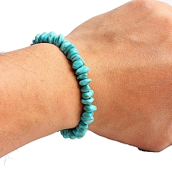 Chip Natural Turquoise Beaded Stretch Bracelets for Men Women, Chip, 5-7/8~6-1/4  inch(15~16cm)