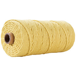 Light Khaki Cotton String Threads for Crafts Knitting Making, Light Khaki, 3mm, about 109.36 Yards(100m)/Roll