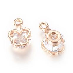 Light Gold Alloy Cubic Zirconia Charms, Butterfly, Light Gold, 12x7~7.5x5.5mm, Hole: 1mm