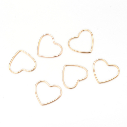 Real 18K Gold Plated Brass Linking Rings, Heart, Real 18K Gold Plated, 42x50x1mm