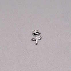 Платина Цветок сплава кабошоны, 3аксессуары для наполнителей d charms, для женского украшения ногтей, платина, 8.5x5.5x2 мм