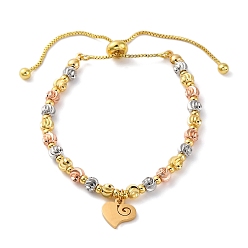 Сердце Браслеты из латуни, с 304 подвесками из нержавеющей стали, сердце, 10-5/8 дюйм (27 см), Кулон : 11x11x1.5 мм