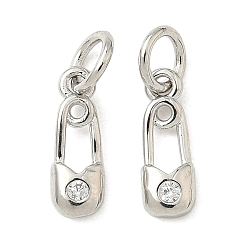 Платина Кулон из циркония, прелести скрепки, долговечный, без кадмия и без свинца, стойки покрытие, с целью перехода в кольце, платина, 12x4x1.5 мм, отверстие : 3.3 мм