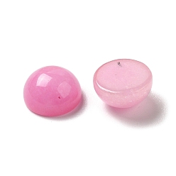 Pearl Pink Natural White Jade Cabochons, Dyed, Half Round/Dome, Pearl Pink, 8x4~4.5mm