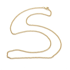 Real 14K Gold Plated PVD Vacuum Plating 304 Stainless Steel Rolo Chain Necklaces, Long-Lasting Plated, with Lobster Claw Clasps, Real 14K Gold Plated, 22.04 inch(56cm), 2mm