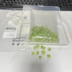 Yellow Green 120Pcs 8 Styles Transparent Glass Beads, Baking Paint, Mixed Shapes, Yellow Green, 8~23x8~17.5x4~11mm, Hole: 1~1.5mm, 15pcs/style