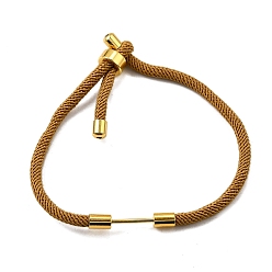 Темно-Золотистый Плетеный браслет из нейлонового шнура, с латунной фурнитурой , реальный 18 k позолоченный, темные золотарник, 9-1/2 дюйм (24 см), ссылка: 24x4 mm