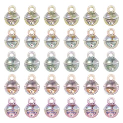 Mixed Color UV Plating Rainbow Iridescent Transparent Acrylic Pendant, Bell Charms, Mixed Color, 20.5x15.5mm, Hole: 3.5mm