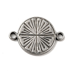 Antique Silver Tibetan Style 304 Stainless Steel Connector Charms, Flat Round, Antique Silver, 21x15x2mm, Hole: 1.8mm