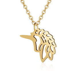 Golden 201 Stainless Steel Pendant Necklaces, with Cable Chains, Unicorn, Golden, 17.7 inch(45cm), 1.5mm, Unicorn: 23x15x1mm