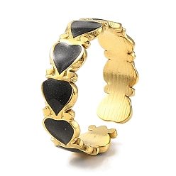 Настоящее золото 18K 304 эмалированные открытые манжеты из нержавеющей стали для женщин, ионное покрытие (ip), сердце, реальный 18 k позолоченный, 6 мм, внутренний диаметр: регулируемый