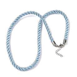 Светло-Голубой 5мм нейлоновый витой шнур для изготовления ожерелий, с латунными выводами и 304 застежками из лобстера из нержавеющей стали, долговечный, стойки покрытие, платина, Небесно-голубой, 17.72~18.90 дюйм (45~48 см)