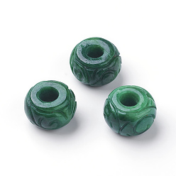 Myanmar Jade Natural Myanmar Jade/Burmese Jade European Beads, Large Hole Beads, Dyed, Flat Round, 12~13x8~9mm, Hole: 5mm