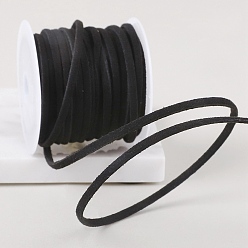 Черный Плоский замшевый шнур 4.5м., двойное кружево из искусственной замши, чёрные, 3 мм, около 4.92 ярдов (4.5 м) / рулон