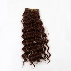 Coffee High Temperature Fiber Long Instant Noodle Curly Hairstyle Doll Wig Hair, for DIY Girl BJD Makings Accessories, Coffee, 7.87~9.84 inch(20~25cm)