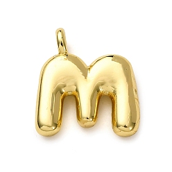 Letter M Латунные подвески, долговечный, стойки покрытие, без кадмия и без свинца, реальный 18 k позолоченный, Буква М, 15.5x14x4.5 мм, отверстие : 2.5 мм