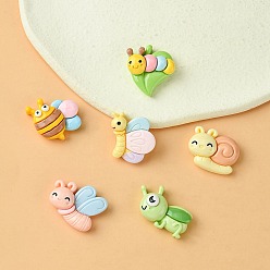 Mixed Color 18Pcs 6 Styles Opaque Resin Cute Insect Cabochons, Butterfly & Bug & Bees, Mixed Shapes, Mixed Color, 15.5~20.5x17~23x6~9mm, 3pcs/style